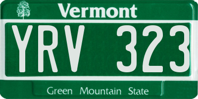 VT license plate YRV323
