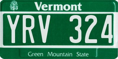VT license plate YRV324