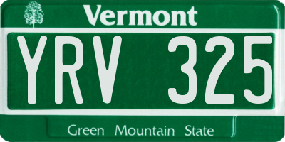 VT license plate YRV325