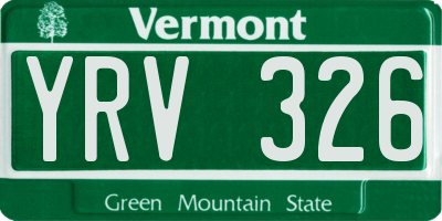 VT license plate YRV326
