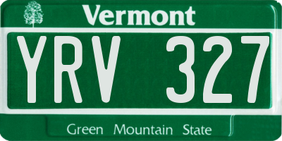 VT license plate YRV327