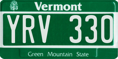 VT license plate YRV330