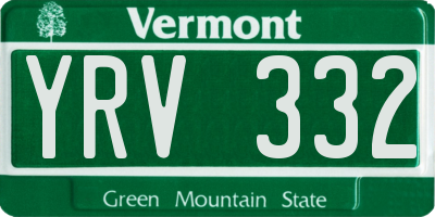 VT license plate YRV332
