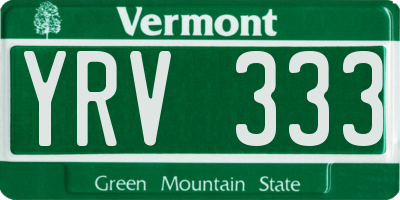 VT license plate YRV333