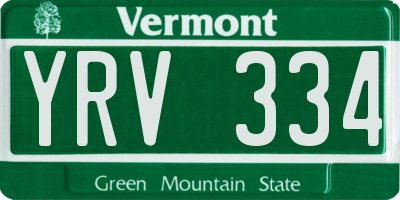 VT license plate YRV334