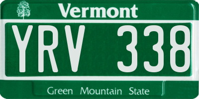 VT license plate YRV338