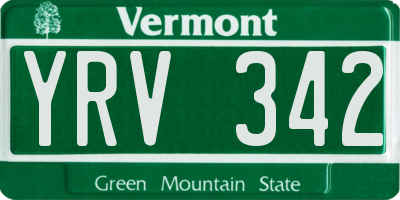 VT license plate YRV342