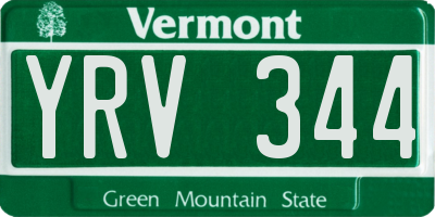 VT license plate YRV344