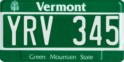 VT license plate YRV345