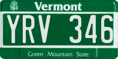VT license plate YRV346