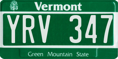 VT license plate YRV347