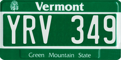 VT license plate YRV349