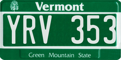 VT license plate YRV353