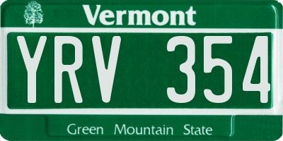 VT license plate YRV354