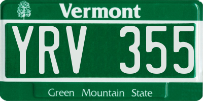VT license plate YRV355