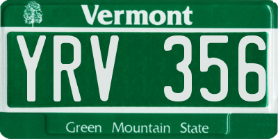VT license plate YRV356