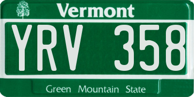 VT license plate YRV358
