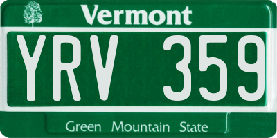 VT license plate YRV359