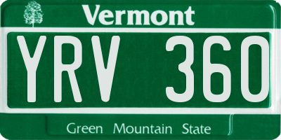 VT license plate YRV360