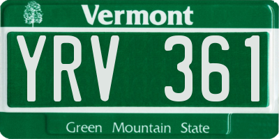VT license plate YRV361
