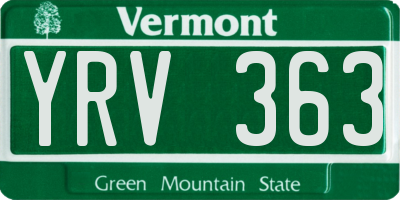 VT license plate YRV363
