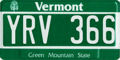 VT license plate YRV366