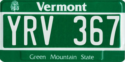 VT license plate YRV367