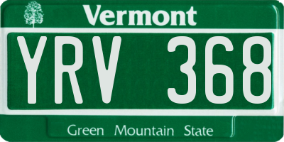 VT license plate YRV368