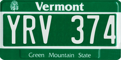 VT license plate YRV374
