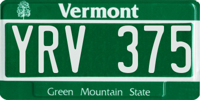 VT license plate YRV375
