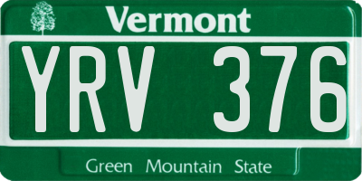 VT license plate YRV376