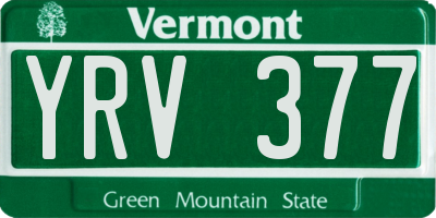 VT license plate YRV377