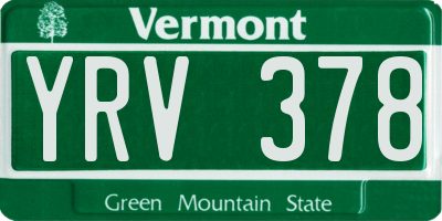 VT license plate YRV378
