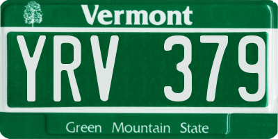 VT license plate YRV379