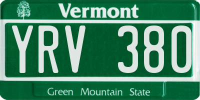 VT license plate YRV380