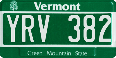 VT license plate YRV382