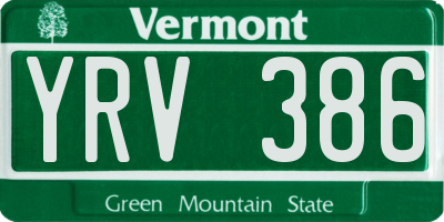 VT license plate YRV386