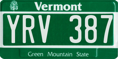 VT license plate YRV387