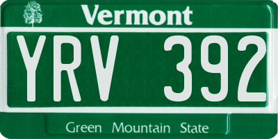 VT license plate YRV392