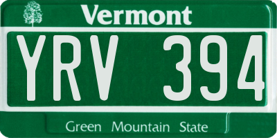 VT license plate YRV394