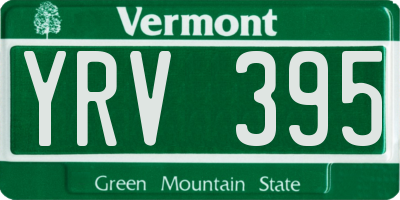 VT license plate YRV395