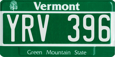 VT license plate YRV396