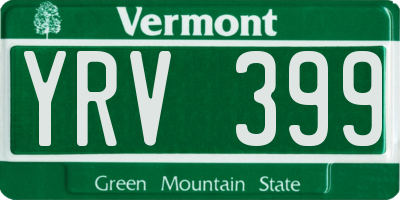 VT license plate YRV399