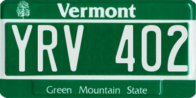 VT license plate YRV402