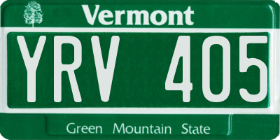 VT license plate YRV405