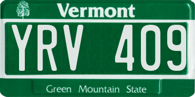 VT license plate YRV409