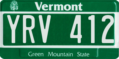 VT license plate YRV412