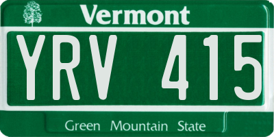 VT license plate YRV415