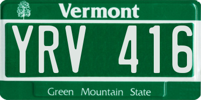 VT license plate YRV416