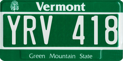 VT license plate YRV418